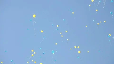 Balloons floating in the sky Stock Footage 71327483