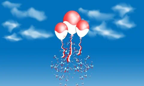 Balloons floating in the sky Stock Illustration