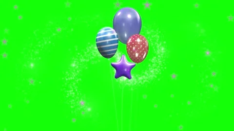 Balloons floating with sparkles on green background Видео 336940856