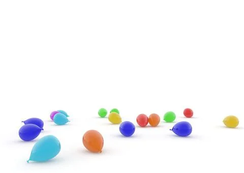 Balloons fly and fall to the floor. Isolated white background Stock Illustration