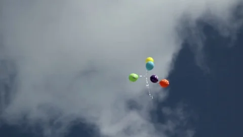 Balloons fly in the sky Stock-Footage 74599352