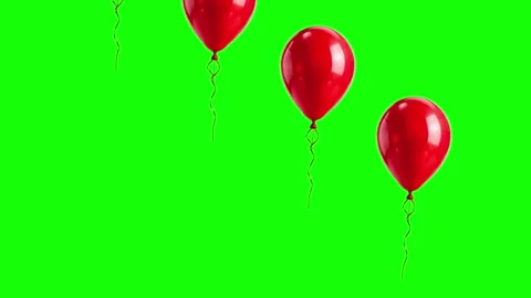 Balloons Flying with Air on Green Screen Chroma Key Background Stock Footage 341334784