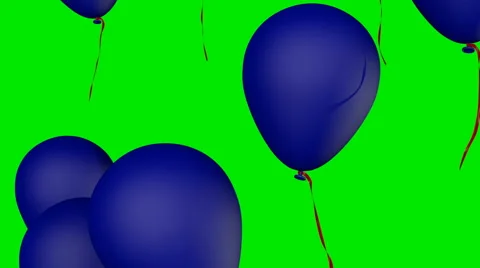 Balloons flying from the bottom up on a green background closeup Stock Footage 54589611