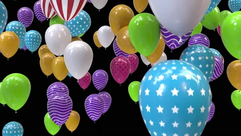 Balloons Flying Close up with Multi Color and Textrued Helium Balloons Stock Footage 154629473