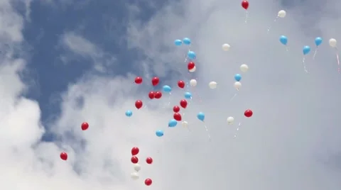 Balloons flying in the cloudy sky Stock Footage 46181750