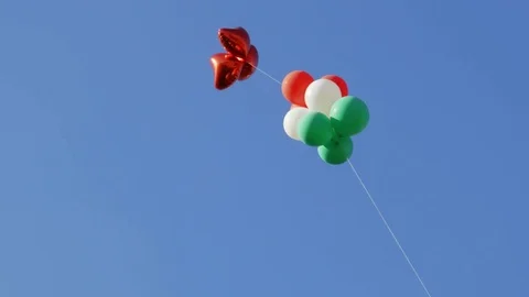 Balloons flying in the sky Stock Footage 75094902