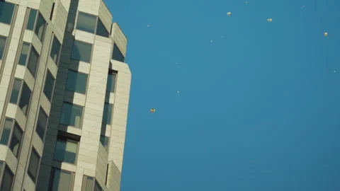 Balloons flying in sky Stock Footage 254197742