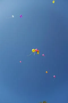 Balloons flying in the sky Foto stock