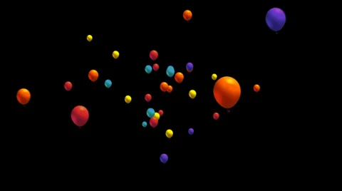 Balloons flying up with transparent background Stock Footage 39808435