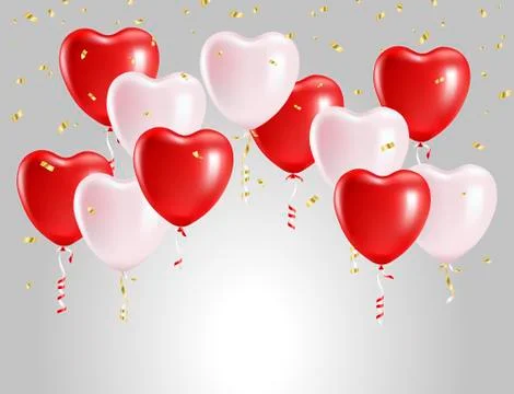 Balloons in the form of hearts Stock Illustration