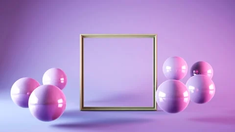 Balloons with frame on pastel colors background. 3d rendering 스톡 동영상 140077197