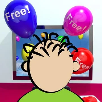 Balloons With Free Coming Through Computer  3d Rendering イラスト素材