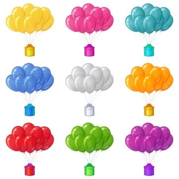 Balloons with a gift boxes, set Stock Illustration