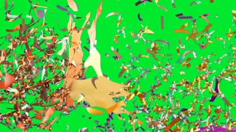 Balloons Go Up and then Explode. Candy flies from inside the burst balloons. 4K Stock Footage 202320067