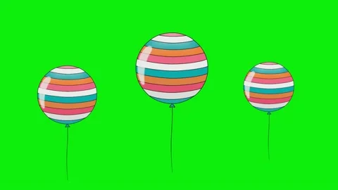 Balloons Green Screen Floating - Chroma Key Background Video stock 343928387