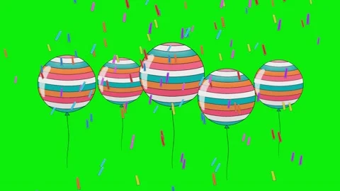 Balloons Green Screen Floating - Chroma Key Background Video stock 343928430