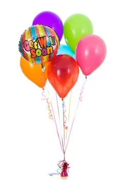 Balloons: Half Dozen Get Well Soon Balloon Bouquet Stock Photos