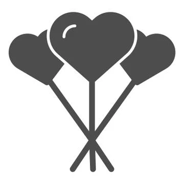 Balloons like heart solid icon. Love balloons vector illustration isolated on Stock Illustration