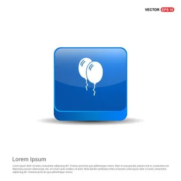 Balloons icon - 3d Blue Button Stock Illustration