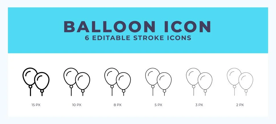 Balloons icon with different stroke. Editable stroke. Vector illustration. Stock Illustration