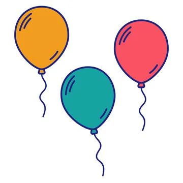Balloons Icon Flat Design Vector Stock Illustration