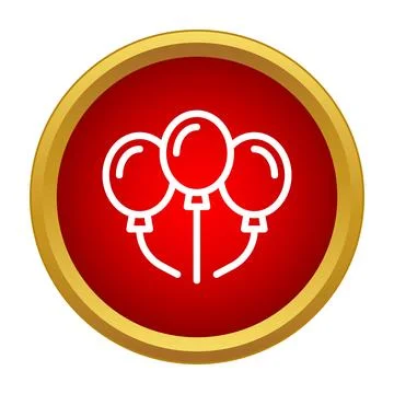 Balloons icon in red button celebrating party event Stock Illustration