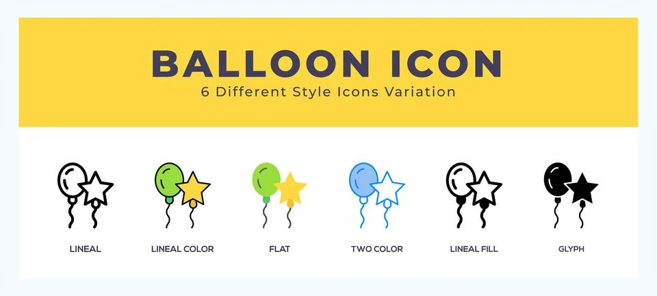 Balloons icon set with different styles. Design elements for logo. Vector i.. イラスト素材