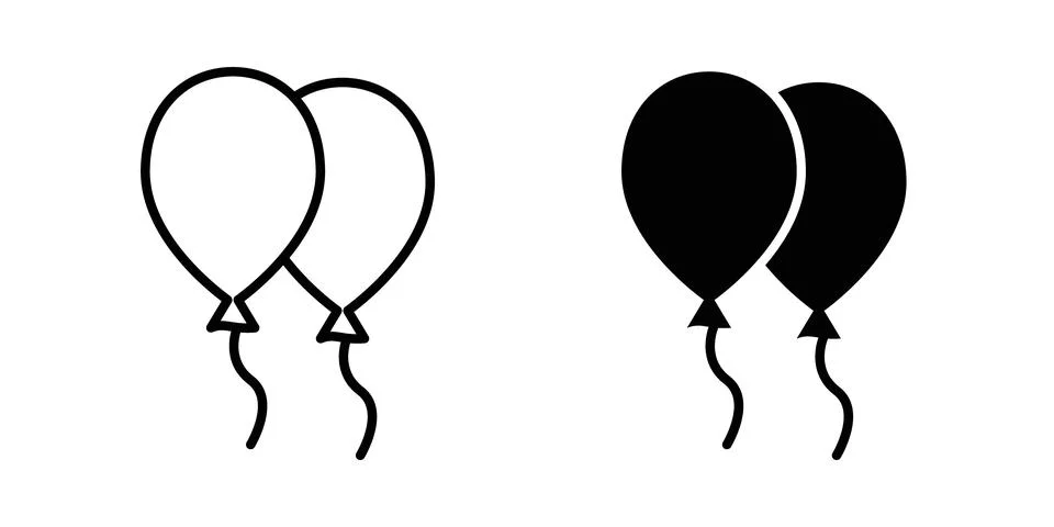 Balloons icon thin line and clipart style vector set Illustrazione stock