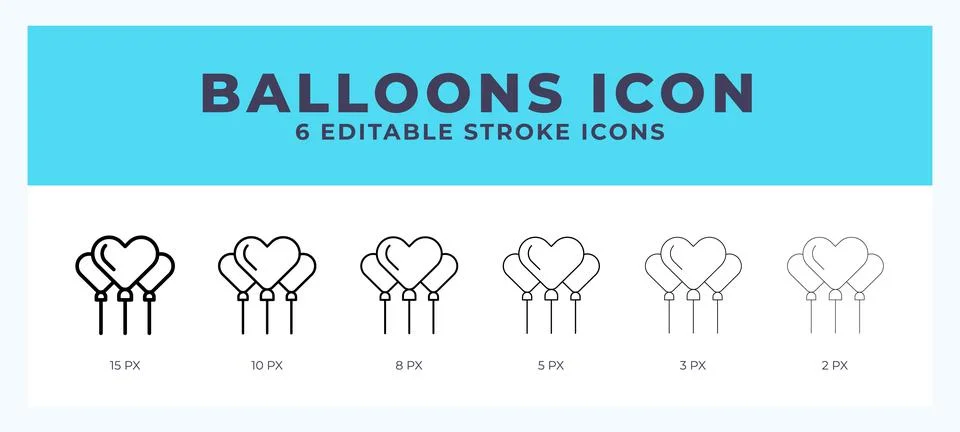 Balloons icon in thin line. Bold line. Regular line. Editable stroke. Stock Illustration