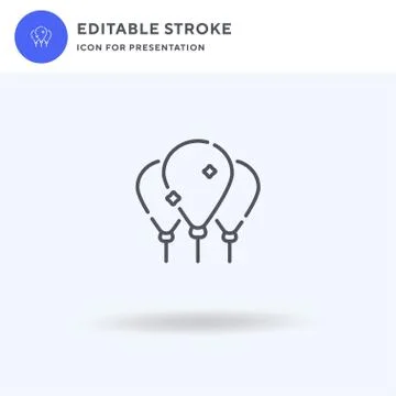 Balloons icon vector, filled flat sign, solid pictogram isolated on white, lo Illustrazione stock