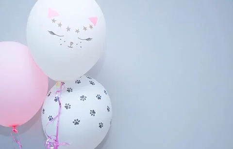 Balloons with the image of a cat's face Stock Photos
