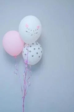 Balloons with the image of a cat's face Stock Photos