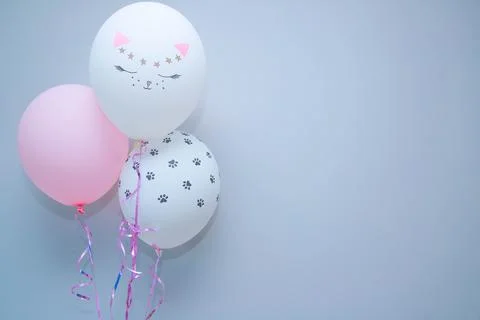 Balloons with the image of a cat's face Stock Photos