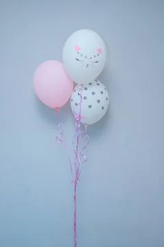 Balloons with the image of a cat's face Stock Photos