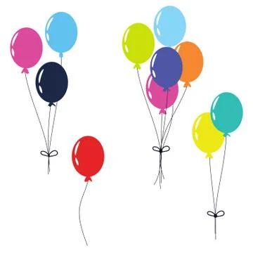 Balloons isolated vector clip art on white background. Colorful festive balloons イラスト素材
