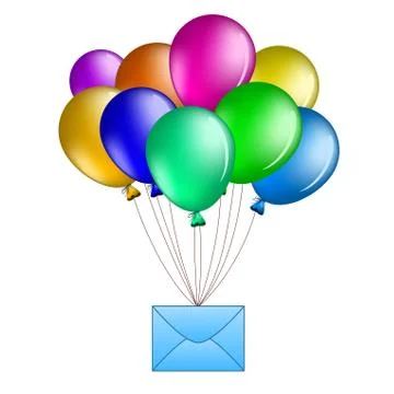 Balloons with mail Stock Illustration