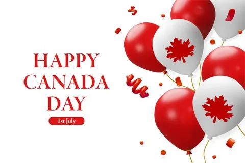 Balloons with maple leaf poster Stock Illustration
