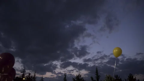 Balloons in the night sky Stock Footage 166240490