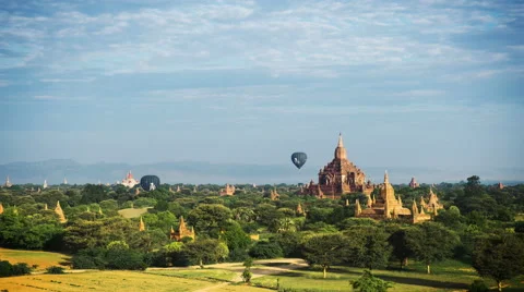 Balloons over bagan Stock Footage 49148651