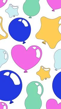Balloons party vertical seamless pattern illustration Stock Illustration