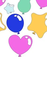 Balloons party vertical top frame illustration Stock Illustration