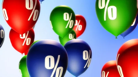 Balloons Percent Symbol (Loop) Video stock 1181132