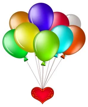 Balloons with a red heart Stock Illustration