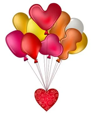 Balloons with a red heart Stock Illustration