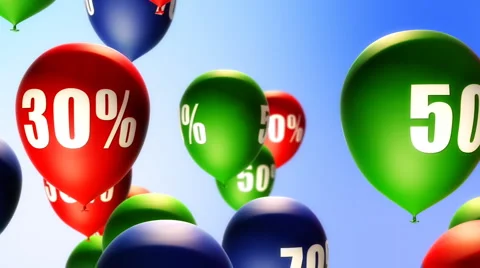 Balloons Sale Percents (Loop) Video stock 1075773