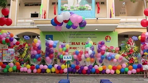 Balloons in schools Stock Footage 69186675