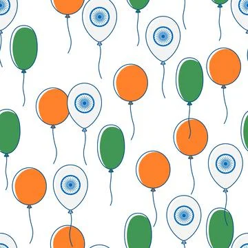 Balloons seamless pattern in colors of flag India. Indian national traditional Stock Illustration
