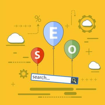Balloons with SEO analytics 스톡 일러스트