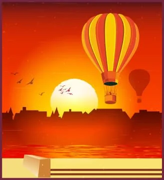 Balloons in the setting sun Illustrazione stock