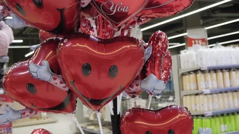 Balloons in the shape of hearts. Stock Footage 231856822